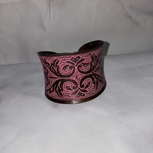 Unique pink BOHO cuff bracelet.